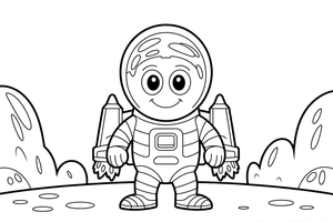 Martian with Jetpack – Martian Explorers coloring page