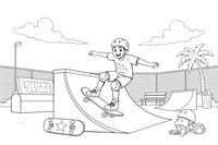 A skater going down a ramp – Cool Skateboarding coloring page
