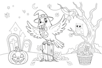 Halloween creepy crow – Halloween Autumn Creatures coloring page