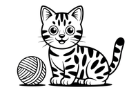 Bengal cat with a ball of yarn – Bengal Cat coloring page