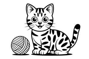Bengal cat with a ball of yarn – Bengal Cat coloring page