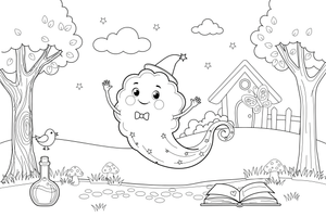 Fairy Godmother fairy dust – Fairy Godmother Fairy Scenes coloring page