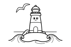 A lighthouse on a small island – Lighthouse coloring page