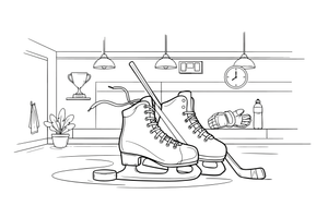 A pair of ice skates with laces – Sports Gear Object coloring page