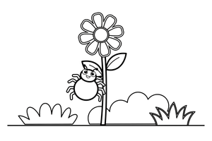 A spider climbing up a flower stem – Spiders coloring page