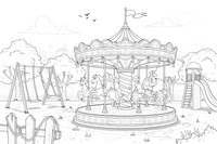 A merry-go-round – Playground coloring page
