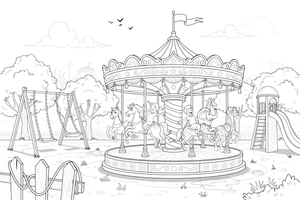 A merry-go-round – Playground coloring page