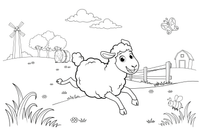 A sheep running across the field – Sheep coloring page