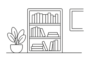 A bookshelf full of books – Around the House Object coloring page