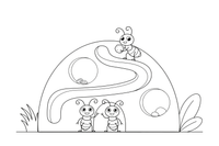 Ants living inside an anthill with tunnels – Animal Homes coloring page