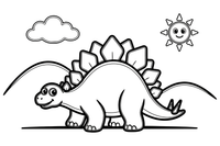 Stegosaurus walking over the hills – Stegosaurus Dinosaur Playtime coloring page