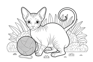 Sphynx with Yarn Ball – Sphynx Kittens coloring page