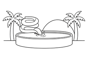 A big pool with a curly water slide going into it – Fun & Leisure Place coloring page