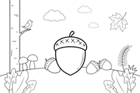 Big acorn with its little cap – Nature treasures coloring page