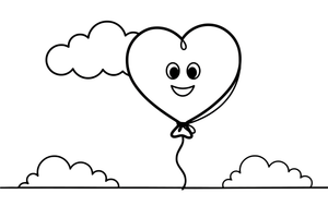 A heart that becomes a balloon – Classic Shape Shapes coloring page