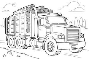 Truck loaded with logs – Truck City Haulers coloring page