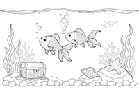 Two goldfish swimming together – Goldfish coloring page