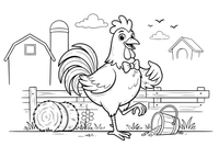 A rooster standing on one leg – Rooster Farm Animal coloring page