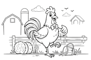 A rooster standing on one leg – Rooster Farm Animal coloring page