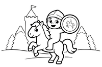 A close-up of a knight on a rearing horse with a shield – Day of Restoration of the State of Lithuania Winter coloring page