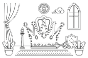A royal crown with big round jewels (outlined, empty) – Classic Symbols coloring page