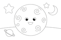 One big round planet Venus with swirling cloud patterns – Planets of Space coloring page