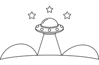 A UFO beaming a light down onto a field – Space Tech Spaceship coloring page