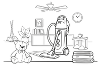 One big vacuum cleaner, close up, filling the page – Cleaning Things coloring page