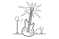 An electric guitar – Musical Instruments coloring page