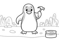 Penguin with a hammer – Penguin Fix-It Crew coloring page