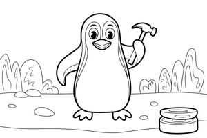 Penguin with a hammer – Penguin Fix-It Crew coloring page