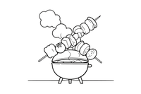 Vegetables on a stick (veggie skewers) ready to grill – Vegetables Coloring Pages Fresh Set coloring page