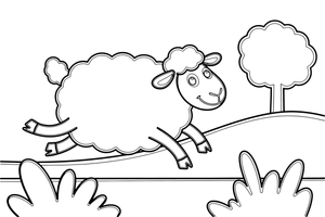 A sheep running across the field – Sheep coloring page