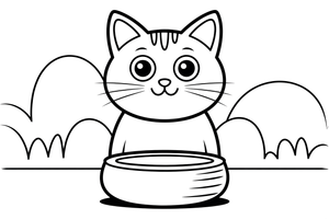 Siamese Cat from the food bowl – Siamese Cat Daily Life coloring page