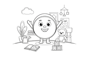 A big round friendly face with two eyes, a nose and a smiling mouth – Body Parts Exploration coloring page