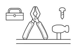 A pair of pliers, close up – Builder's Tools coloring page