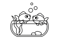 Two goldfish swimming together – Goldfish coloring page
