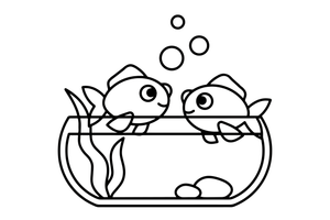 Two goldfish swimming together – Goldfish coloring page