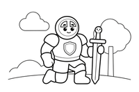Knight kneeling with a sword – Knight Knight Campaign coloring page