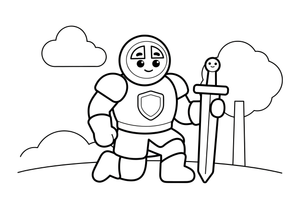 Knight kneeling with a sword – Knight Knight Campaign coloring page