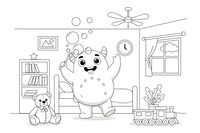 A monster blowing bubbles in its bedroom – Monsters coloring page