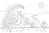 Two snails side by side – Snail coloring page