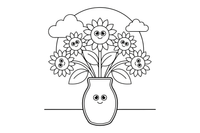 A bunch of sunflowers in a vase – Golden Sunflower Bloom coloring page