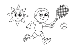A player running to reach the ball – Tennis Tennis coloring page