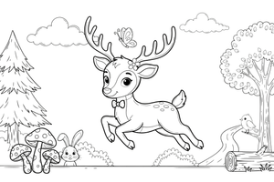 A smiling deer with big antlers – Playful Deer in Wild coloring page
