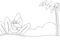 A toucan peeking out from the leaves – Toucan coloring page