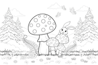 A fly agaric with a round cap and big white dots – Mushrooms coloring page
