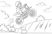 Motorcycle jumping over a ramp – Motorcycle Sport Stunts coloring page