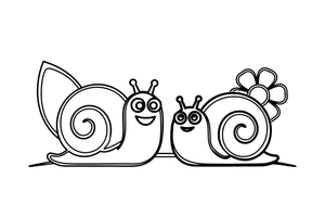 Two snails side by side – Snail coloring page