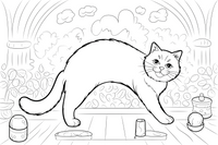 Persian Cat arching its back – Persian Cat Mischievous Antics coloring page